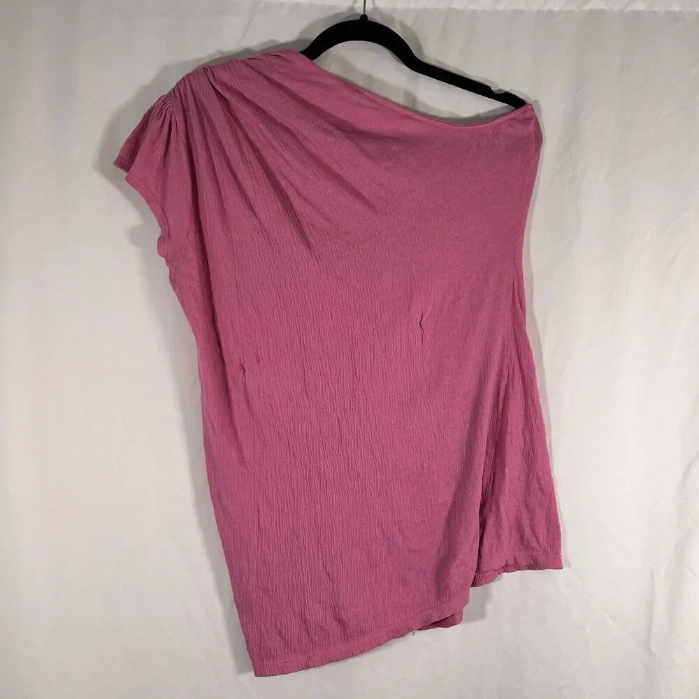 Free People Beach Blouse Women's Small Pink One Shoulder Pullover Lightweight